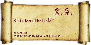 Kriston Holló névjegykártya